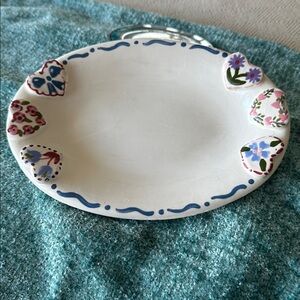Handmade Floral hearts Ceramic Oval Plate